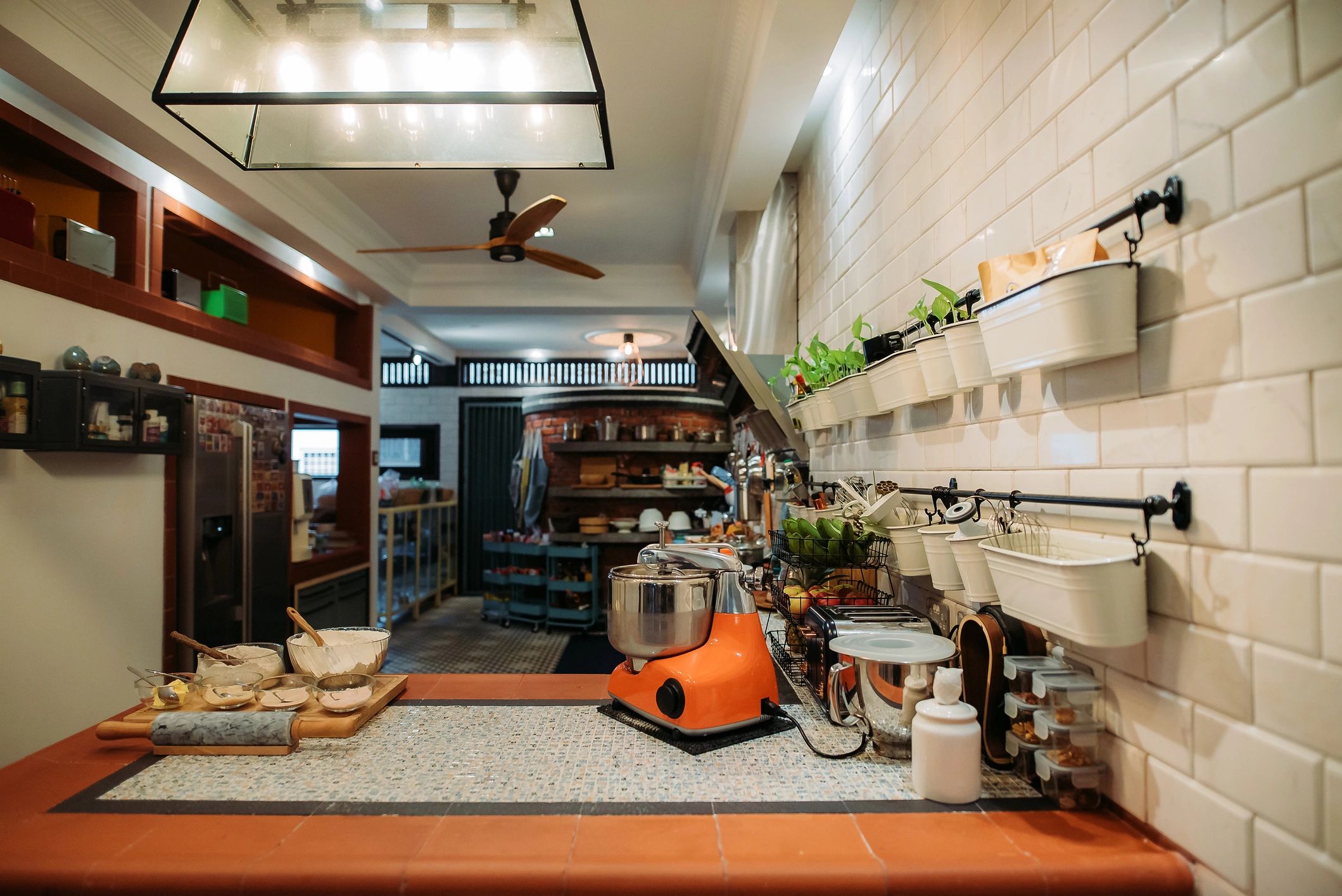 Warm, inviting kitchen-style interior with soft lighting